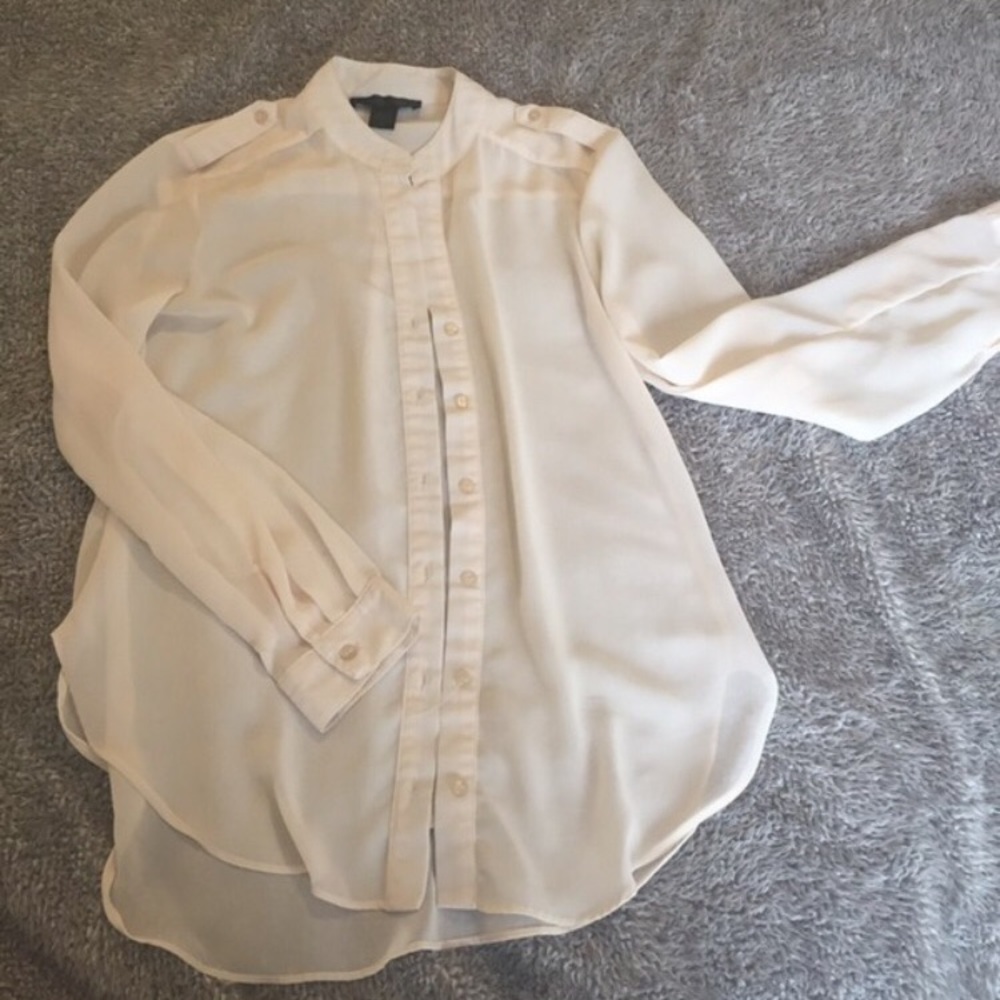 UME BLUE Cream Button Down Blouse